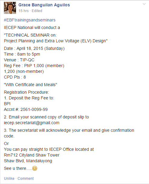 IECEP Technical Seminar (April 18, 2015)